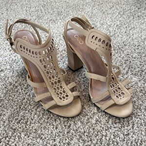 Cato Beige Strappy Heeled Sandals